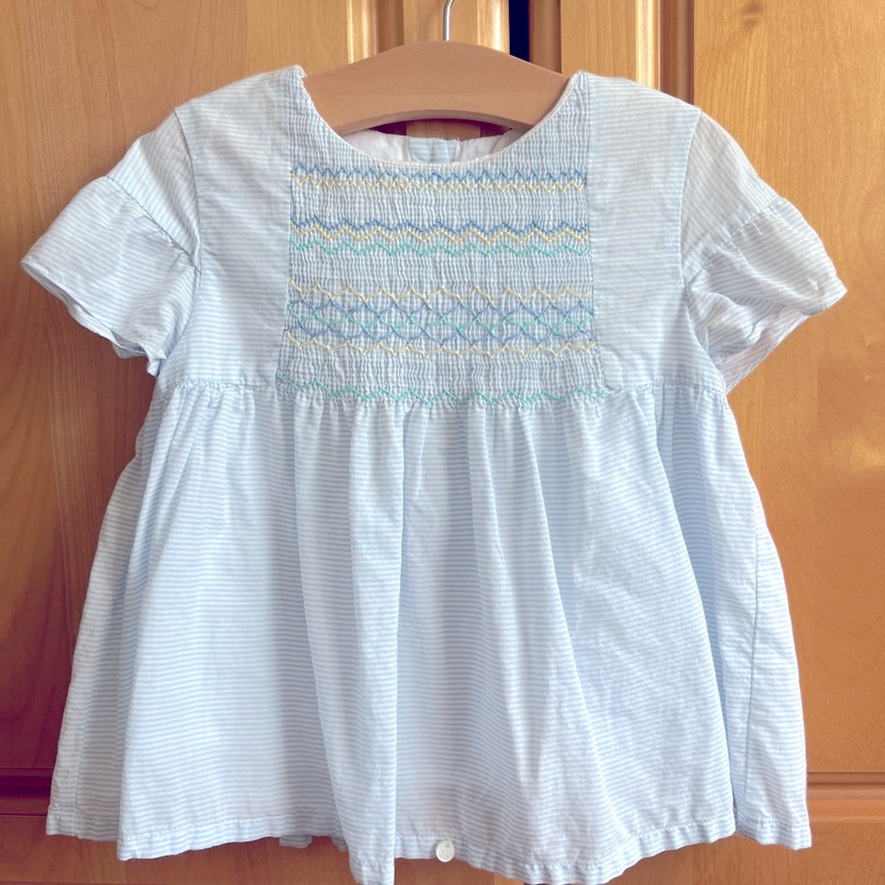 Tartine et Chocolat Blue Embroidered Blouse
